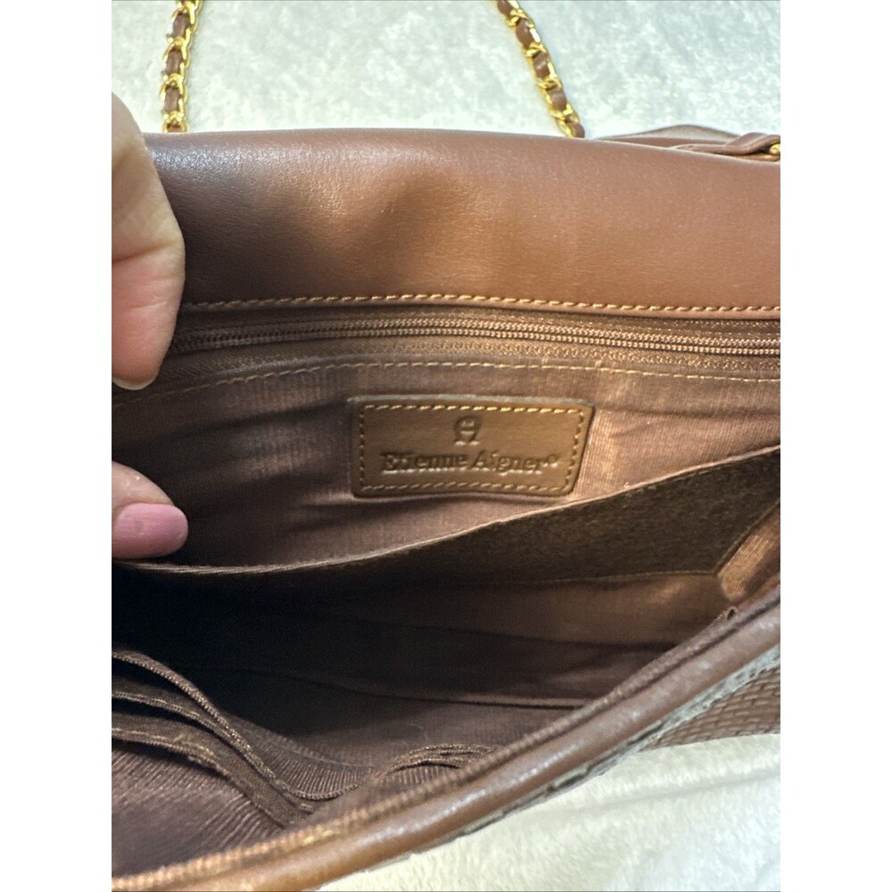 Vintage Etienne Aigner Woven Brown Crossbody Shoulder Handbag - Picture 6 of 14
